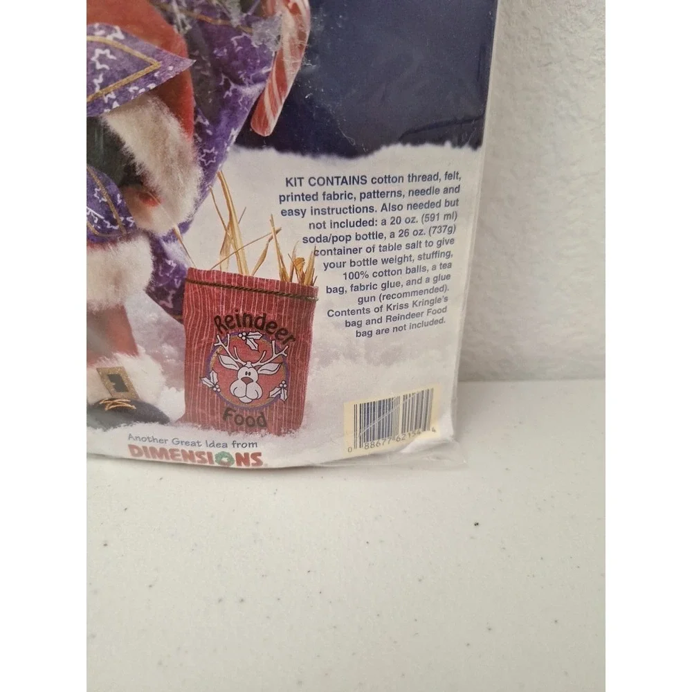 Vtg 1998 Dimensions Bottle Buddies Craft Kit 62154 KRIS KRINGLE 12